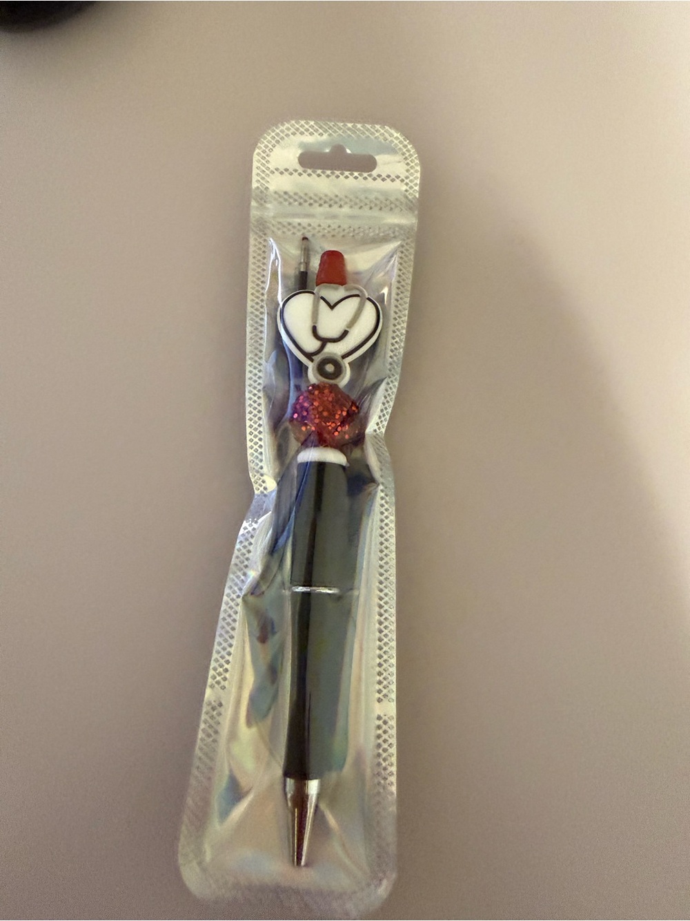 Beaded Pen with heart stethoscope